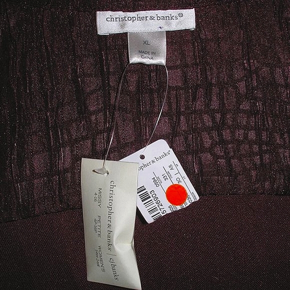 Christopher & Banks Women's XL Jacket Blazer Burgundy Pockets Textured New Tags - Picture 9 of 10